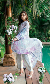 SS25DA-2752 SKY BLUE 2PCS  EMBROIDERED KURTA WITH TROUSER